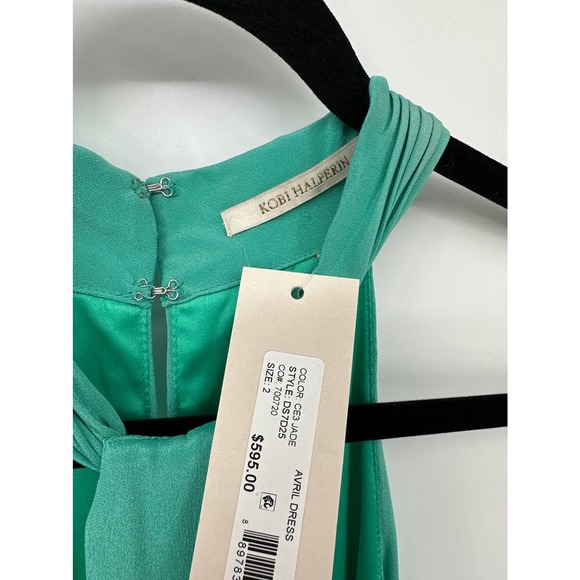 NWT Kobi Halperin Avril Dress Halter Neck Cutout Midi Green Size 2 Retail $595 - Picture 3 of 10